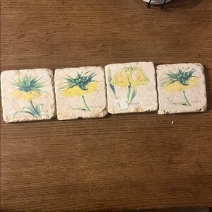 Floral Stone Coasters Set
